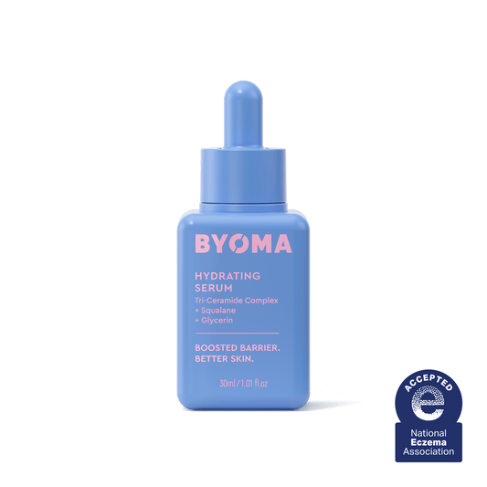 A BYOMA Clarifying Serum refill bottle in mint gree.
