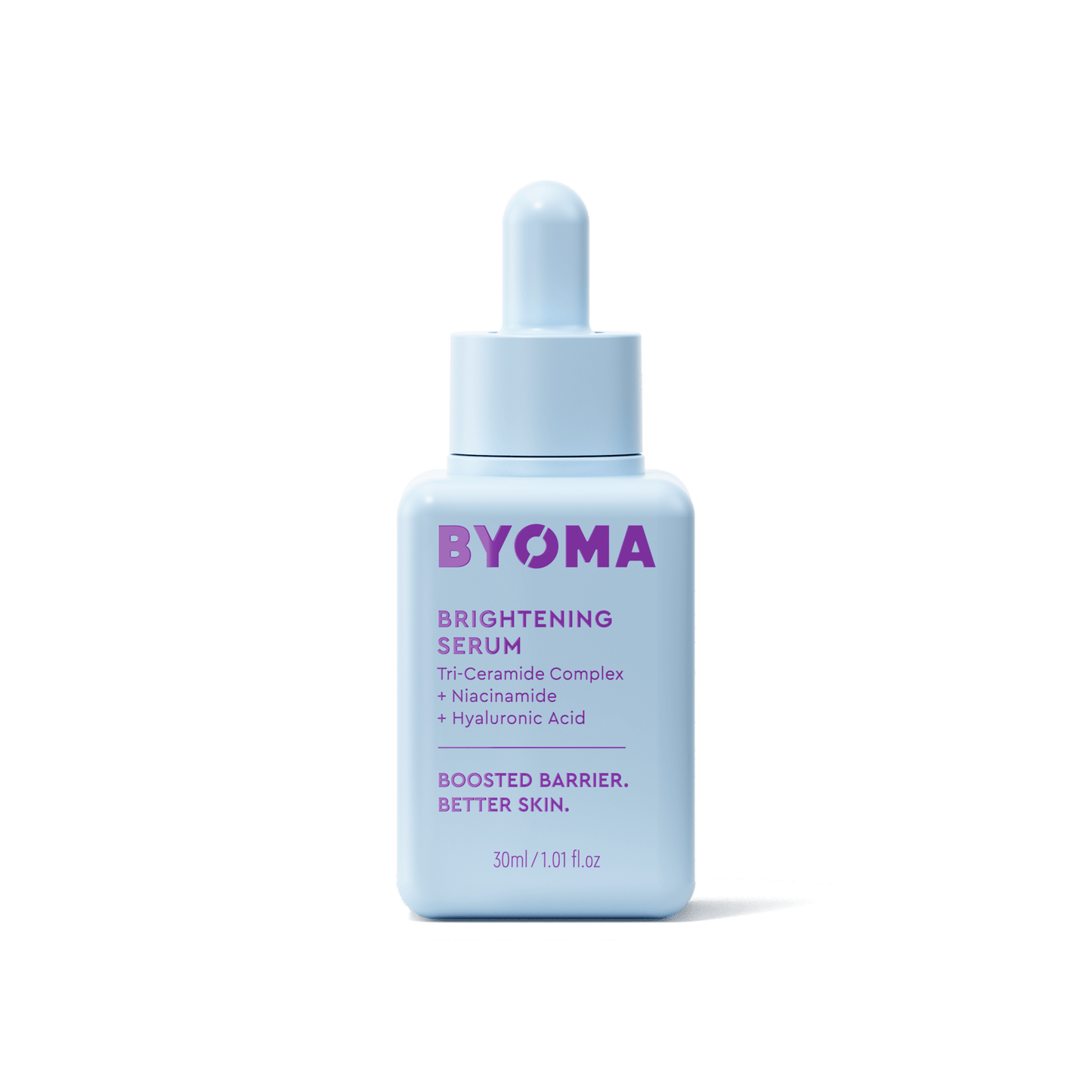 A bottle of Byoma Brightening Serum with dropper.