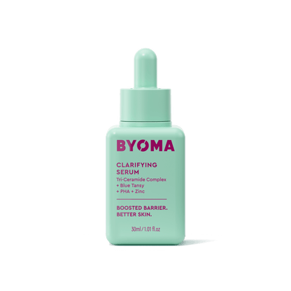 A BYOMA Clarifying Serum bottle with a dropper cap.