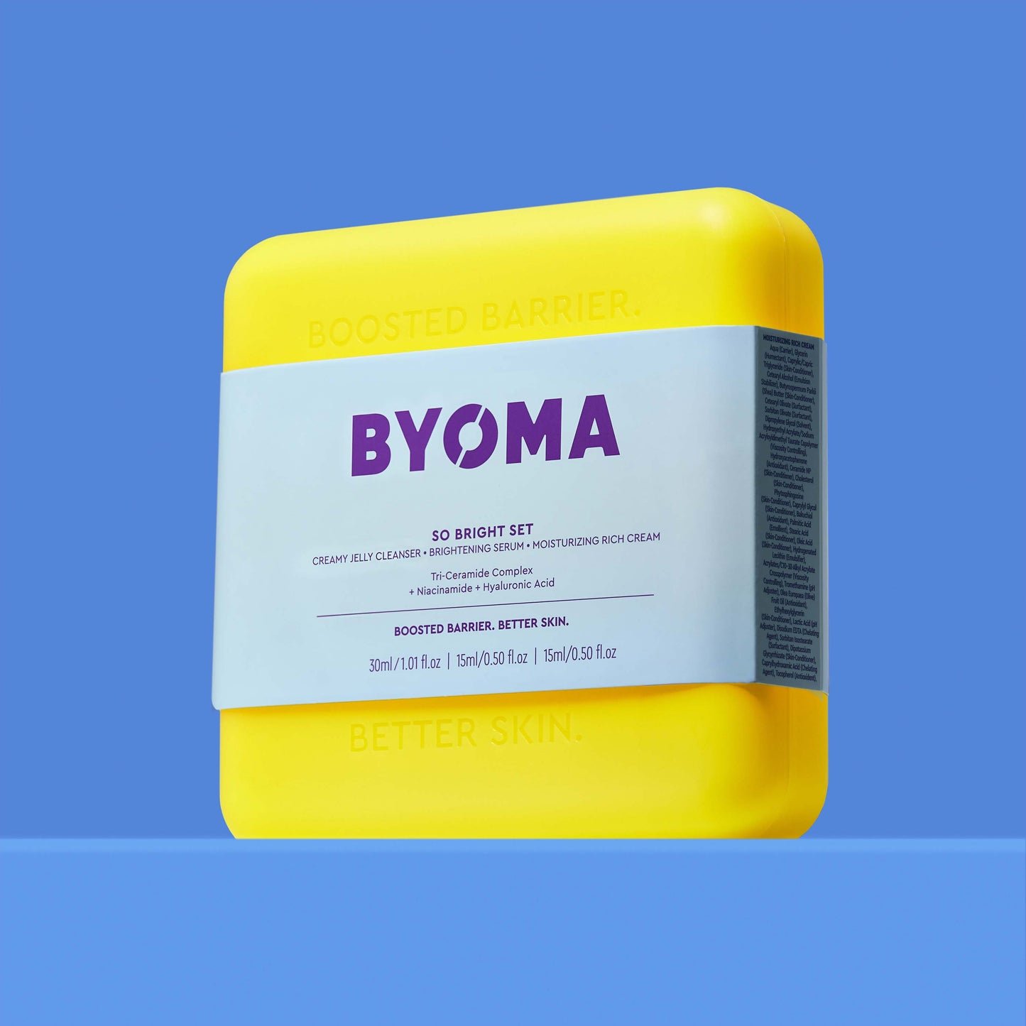 BYOMA So Bright Set in a yellow case. 