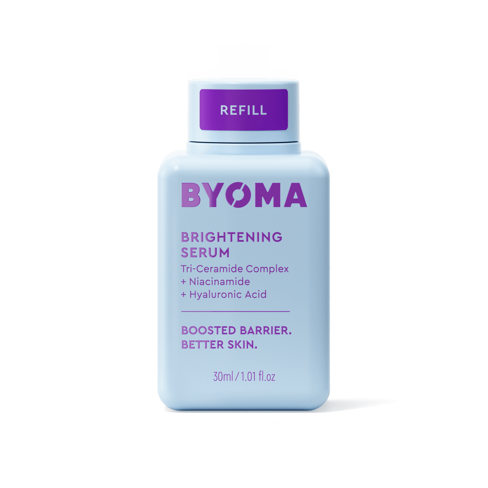 A BYOMA Brightening Serum refill bottle.