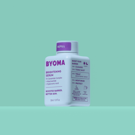 A BYOMA Brightening Serum refill bottle.