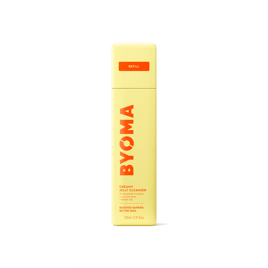 BYOMA Creamy Jelly Cleanser in a yellow bottle. 