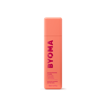 BYOMA Brightening Toner in an orange bottle. 