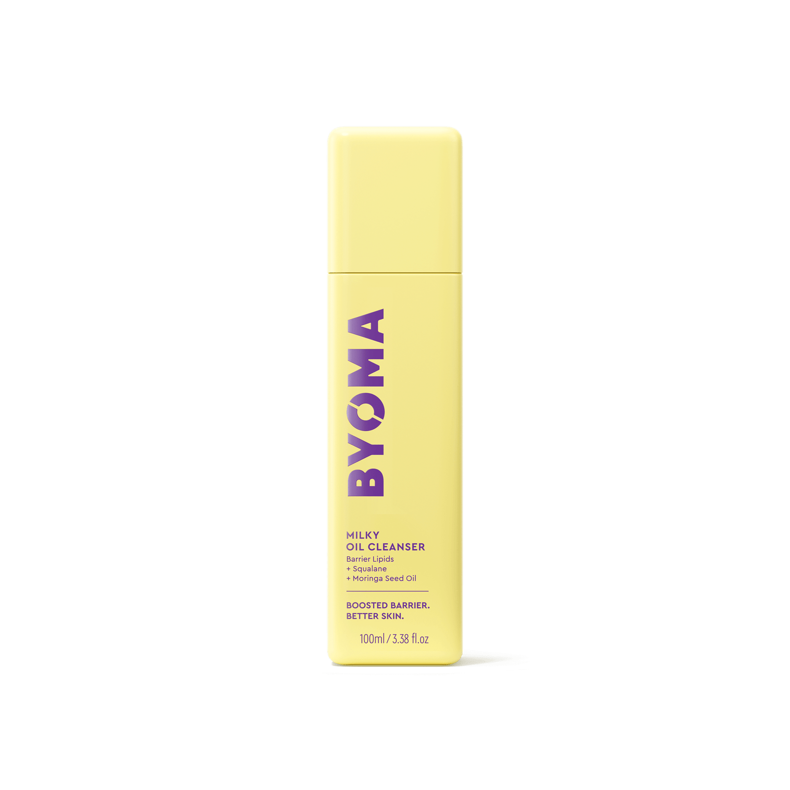 A yellow bottle of Byoma Milky Oil Cleanser.