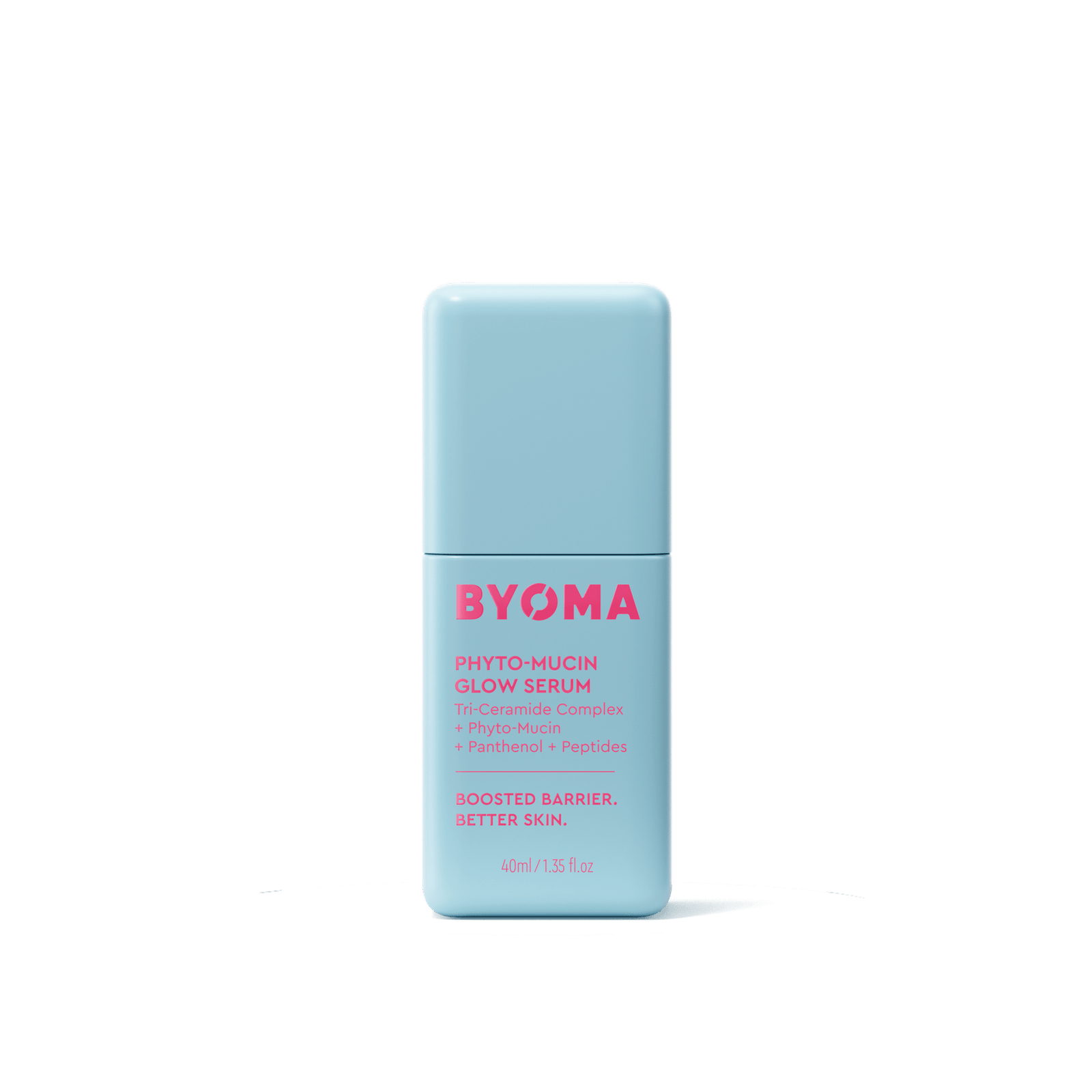 BYOMA Phyto-Mucin Glow Serum in a light blue bottle.