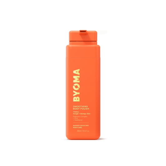 BYOMA SMOOTHING BODY POLISH against a white background.