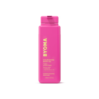 BYOMA NOURISHING BODY OIL against a white background.